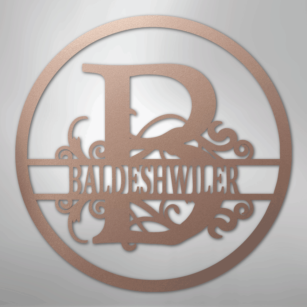 My Easy Monogram Steel Sign Rose / 24" Split Circle Monogram - Steel Sign