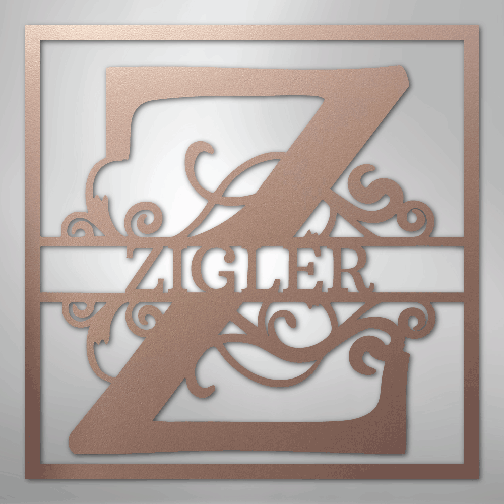My Easy Monogram Steel Sign Rose / 24" Split Square Monogram - Steel Sign