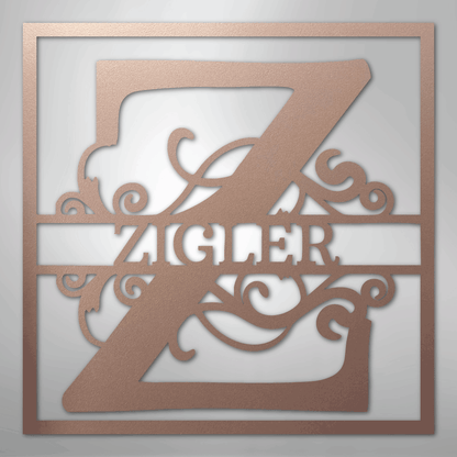 My Easy Monogram Steel Sign Rose / 24" Split Square Monogram - Steel Sign