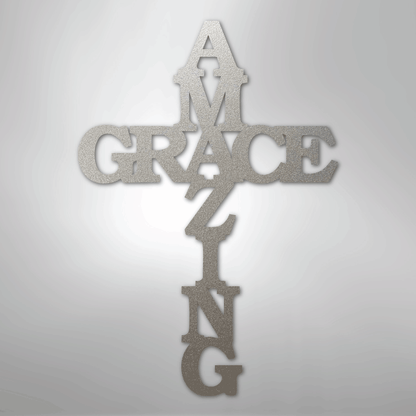 My Easy Monogram Steel Sign Silver / 12" Amazing Grace Cross - Steel Sign