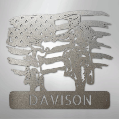 My Easy Monogram Steel Sign Silver / 12" American Motocross Family Monogram - Steel Sign