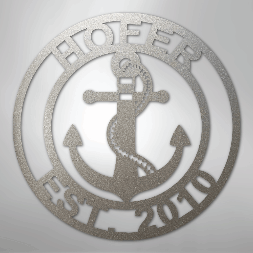 My Easy Monogram Steel Sign Silver / 12" Anchor Family Name - Steel Sign