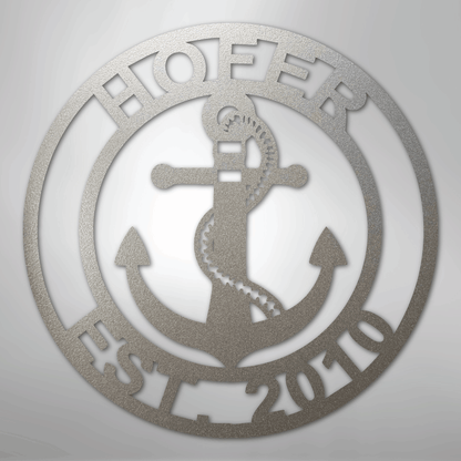 My Easy Monogram Steel Sign Silver / 12" Anchor Family Name - Steel Sign