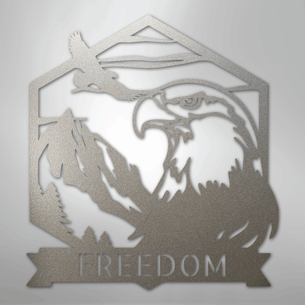 My Easy Monogram Steel Sign Silver / 12" Bald Eagle Monogram - Steel Sign