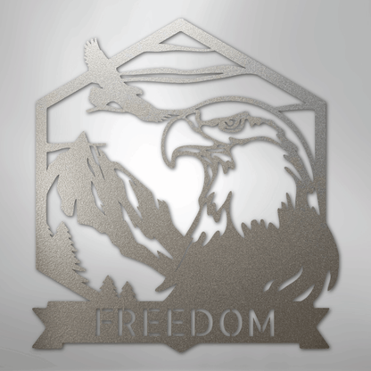 My Easy Monogram Steel Sign Silver / 12" Bald Eagle Monogram - Steel Sign