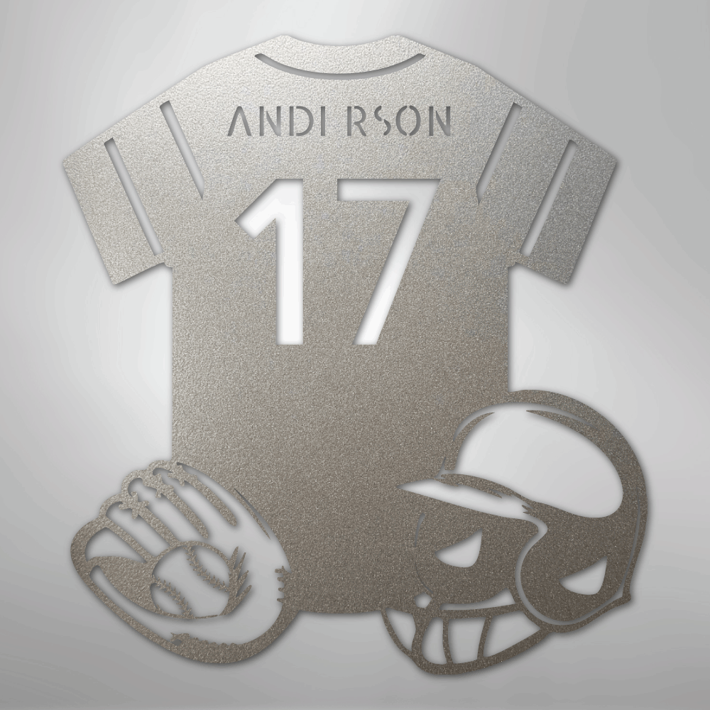 My Easy Monogram Steel Sign Silver / 12" Baseball Gear Monogram - Steel Sign