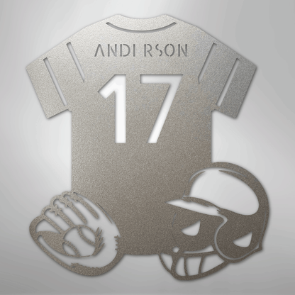 My Easy Monogram Steel Sign Silver / 12" Baseball Gear Monogram - Steel Sign