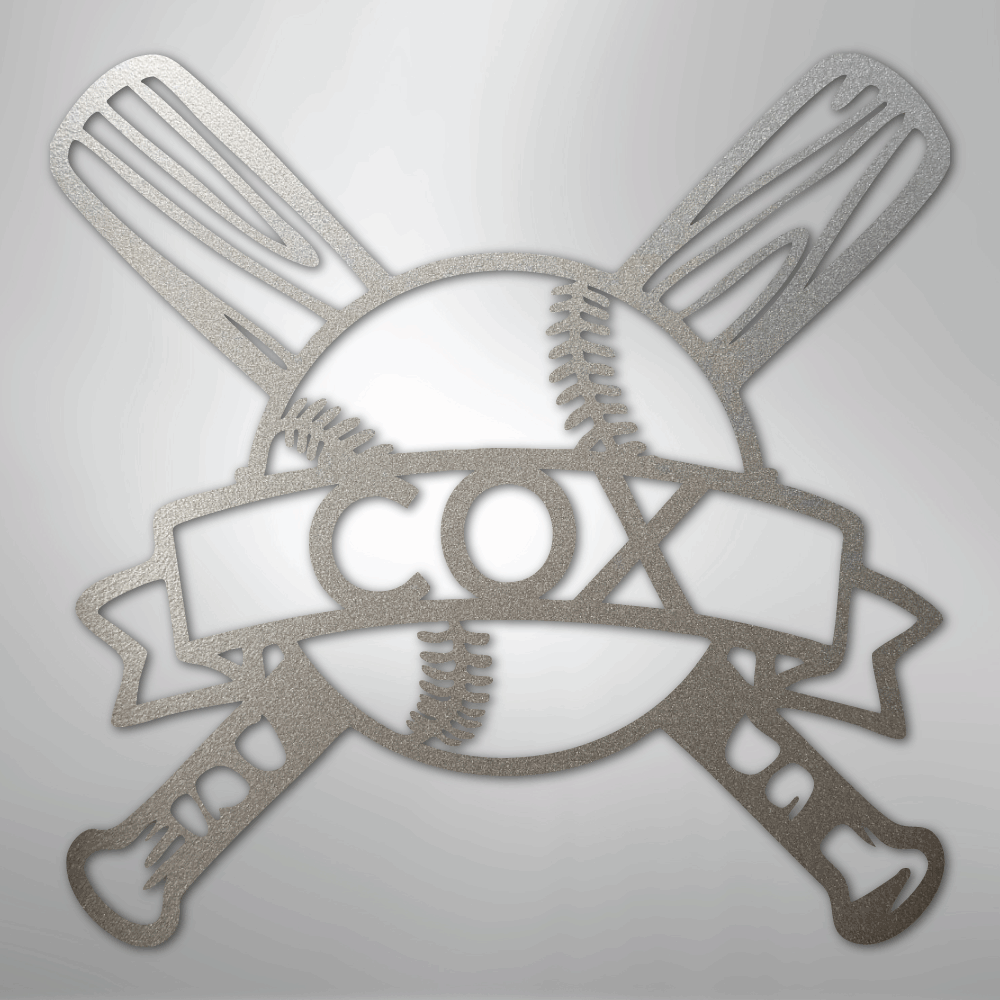 My Easy Monogram Steel Sign Silver / 12" Baseball Monogram - Metal Sign