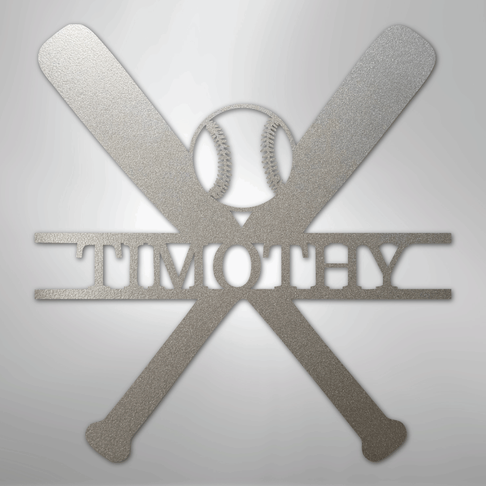 My Easy Monogram Steel Sign Silver / 12" Batter Up - Metal Sign