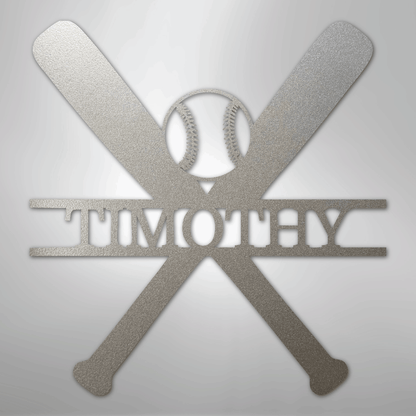 My Easy Monogram Steel Sign Silver / 12" Batter Up - Metal Sign