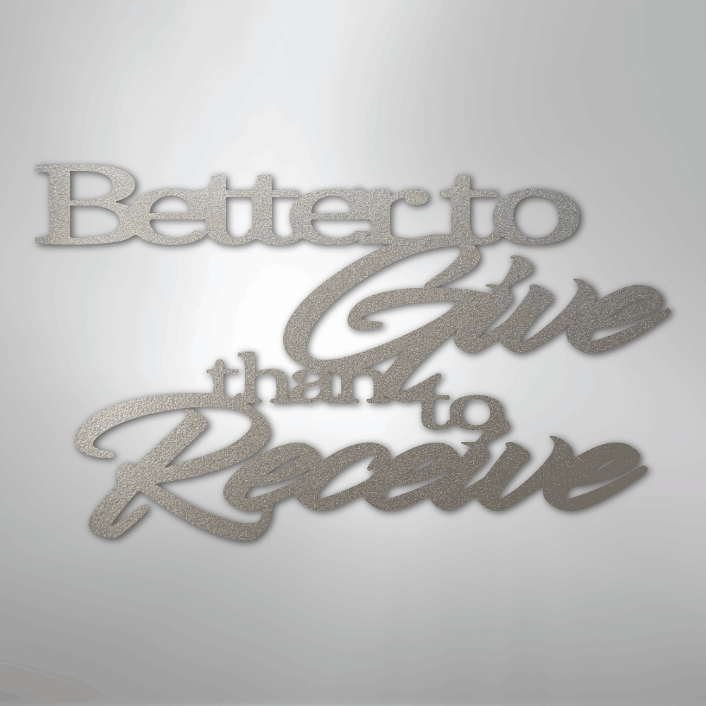 My Easy Monogram Steel Sign Silver / 12" Better to Give Quote - Steel Sign