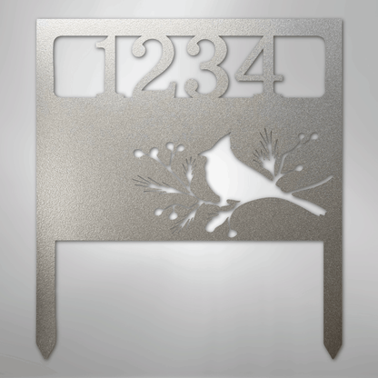 My Easy Monogram Steel Sign Silver / 12" Bird Yard Address Stake - Steel Sign