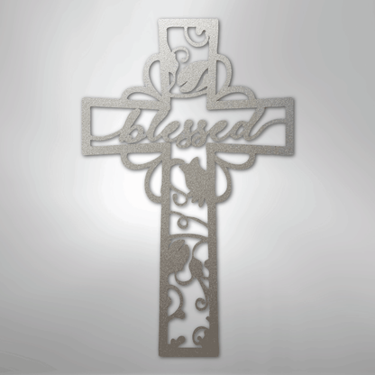 My Easy Monogram Steel Sign Silver / 12" Blessed Cross - Steel Sign
