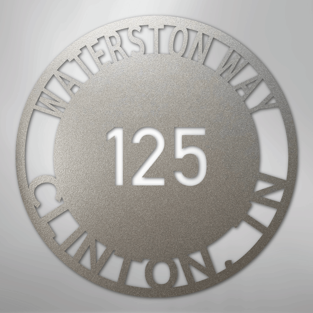 My Easy Monogram Steel Sign Silver / 12" Bold Circle Address - Steel Sign
