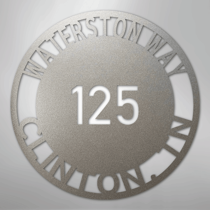 My Easy Monogram Steel Sign Silver / 12" Bold Circle Address - Steel Sign