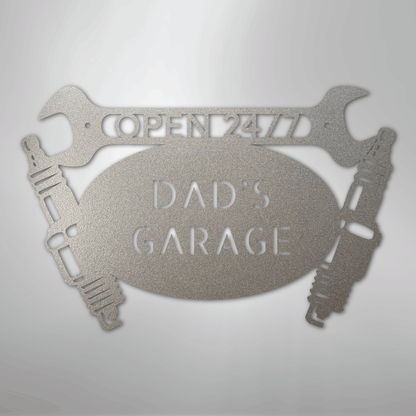 My Easy Monogram Steel Sign Silver / 12" Car Garage Monogram - Steel Sign