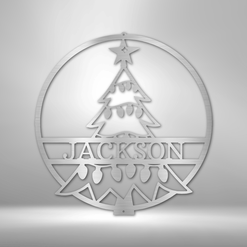 My Easy Monogram Steel Sign Silver / 12" Christmas Tree Monogram - Steel Sign