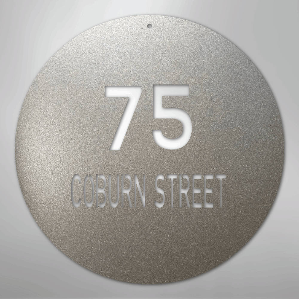 My Easy Monogram Steel Sign Silver / 12" Circle Address - Steel Sign