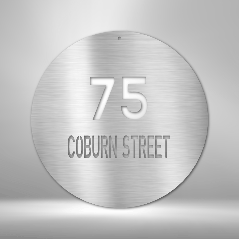 My Easy Monogram Steel Sign Silver / 12" Circle Address - Steel Sign