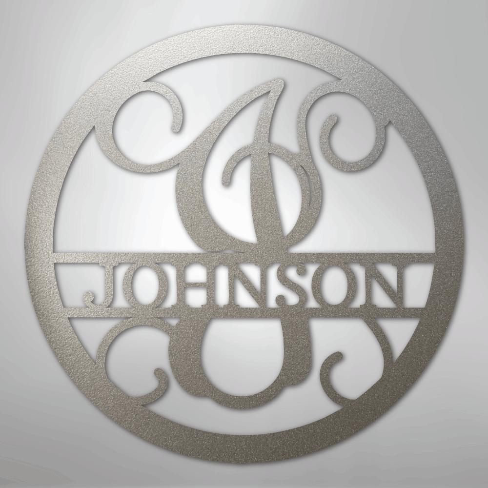 My Easy Monogram Steel Sign Silver / 12" Circle Vine Monogram - Steel Sign