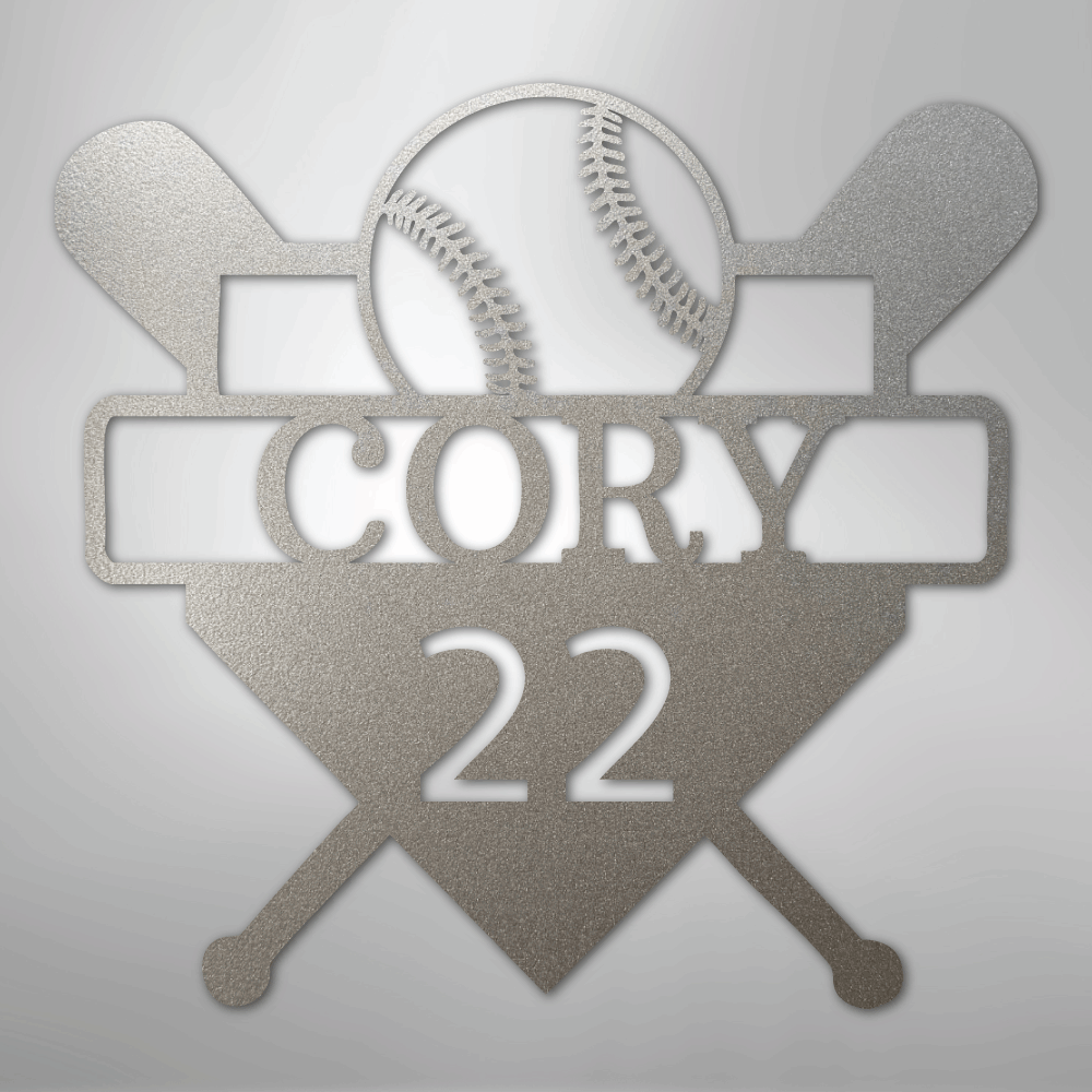 My Easy Monogram Steel Sign Silver / 12" Custom Baseball Monogram - Metal Sign