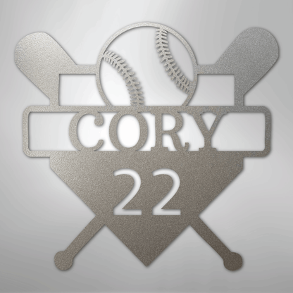 My Easy Monogram Steel Sign Silver / 12" Custom Baseball Monogram - Metal Sign