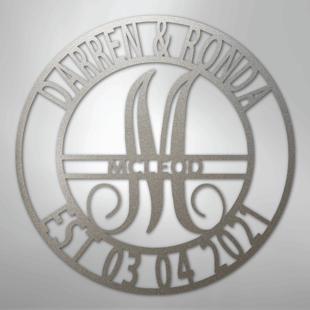 My Easy Monogram Steel Sign Silver / 12" Elaborate Name - Steel Sign