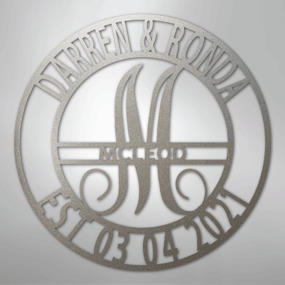 My Easy Monogram Steel Sign Silver / 12" Elaborate Name - Steel Sign