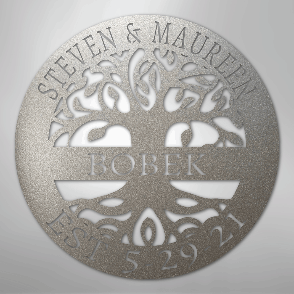 My Easy Monogram Steel Sign Silver / 12" Elaborate Tree Of Life - Steel Sign