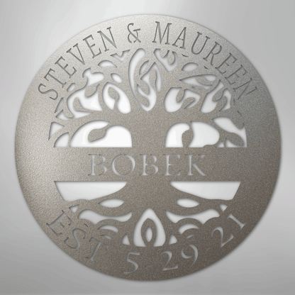 My Easy Monogram Steel Sign Silver / 12" Elaborate Tree Of Life - Steel Sign
