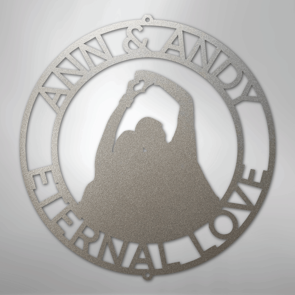 My Easy Monogram Steel Sign Silver / 12" Eternal Love Couple Silhouette Monogram - Steel Sign