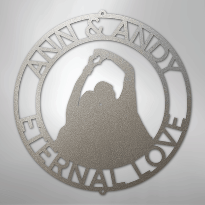 My Easy Monogram Steel Sign Silver / 12" Eternal Love Couple Silhouette Monogram - Steel Sign