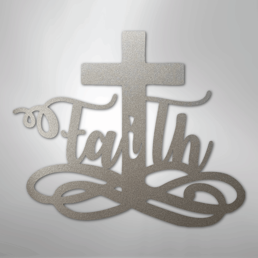 My Easy Monogram Steel Sign Silver / 12" Faith Cross - Steel Sign