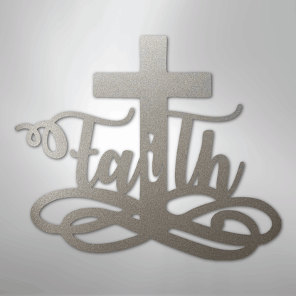 My Easy Monogram Steel Sign Silver / 12" Faith Cross - Steel Sign