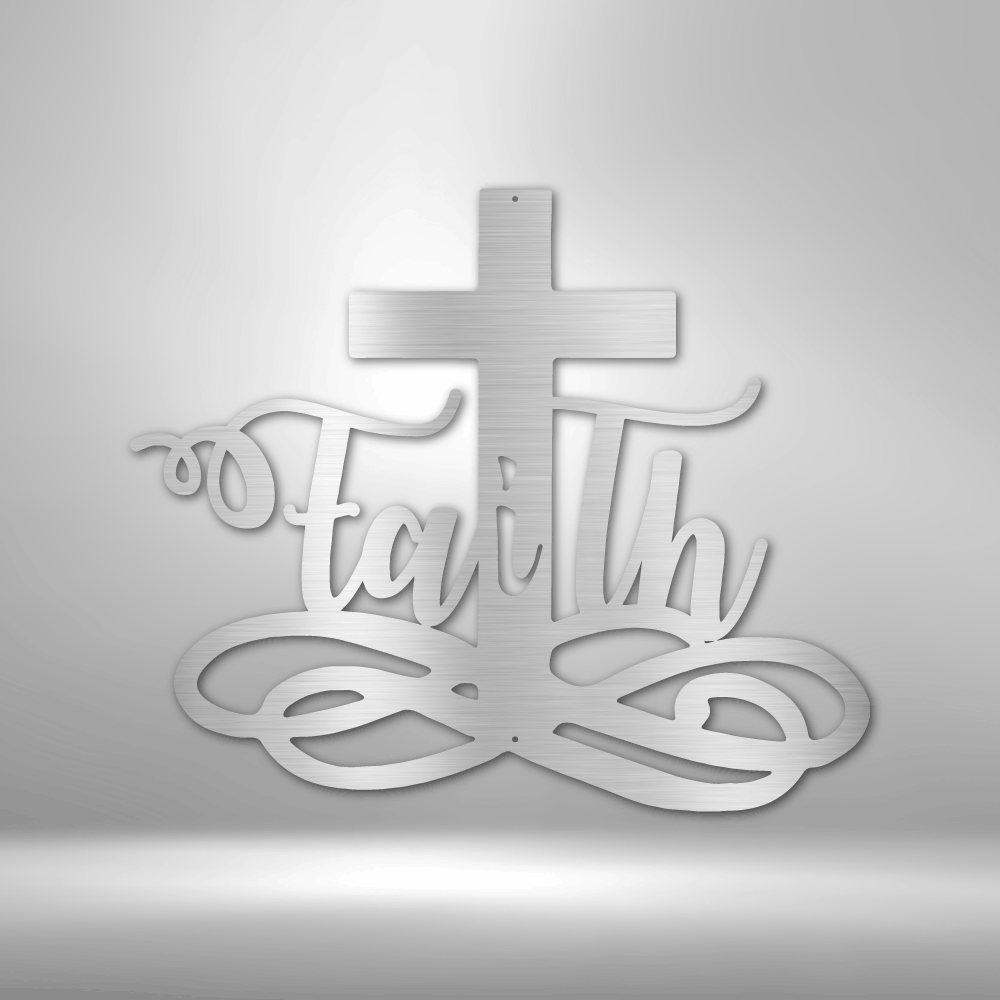 My Easy Monogram Steel Sign Silver / 12" Faith Cross - Steel Sign