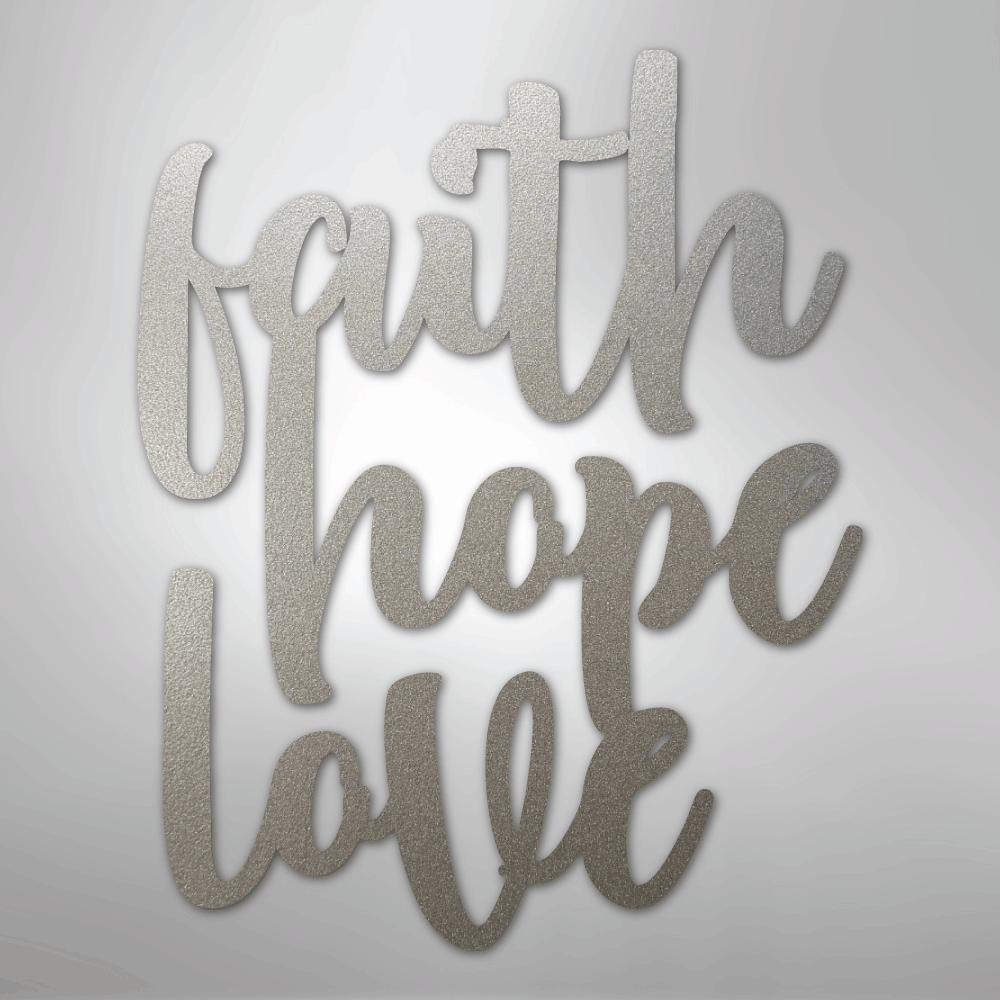 My Easy Monogram Steel Sign Silver / 12" Faith Hope Love Script - Steel Sign
