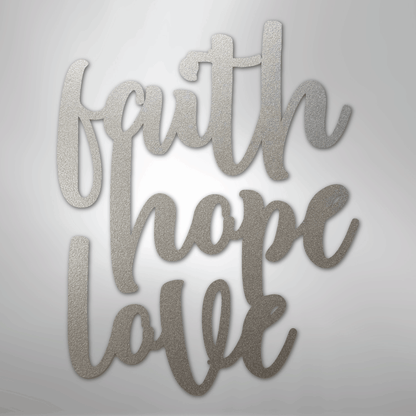 My Easy Monogram Steel Sign Silver / 12" Faith Hope Love Script - Steel Sign