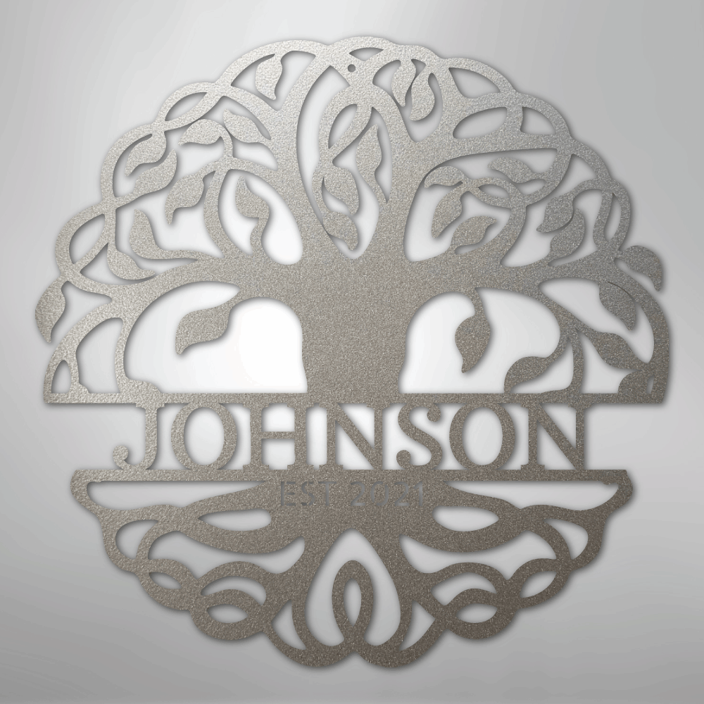 My Easy Monogram Steel Sign Silver / 12" Fancy Tree of Life Monogram - Steel Sign