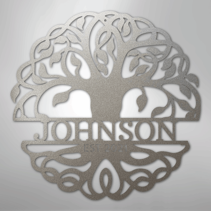 My Easy Monogram Steel Sign Silver / 12" Fancy Tree of Life Monogram - Steel Sign