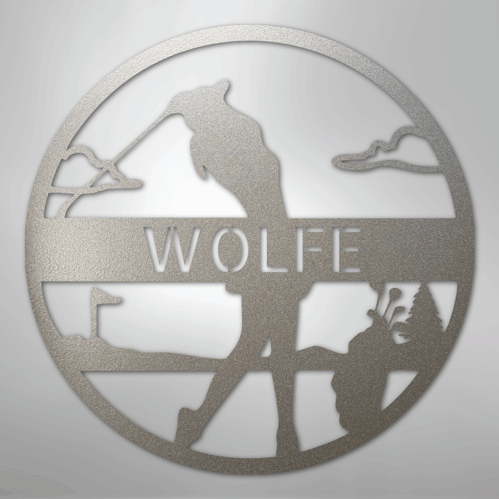 My Easy Monogram Steel Sign Silver / 12" Female Golfer Monogram - Steel Sign