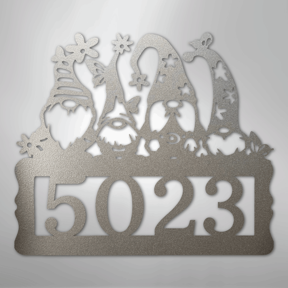 My Easy Monogram Steel Sign Silver / 12" Gnome Address Sign - Steel Sign