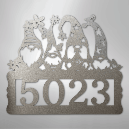 My Easy Monogram Steel Sign Silver / 12" Gnome Address Sign - Steel Sign