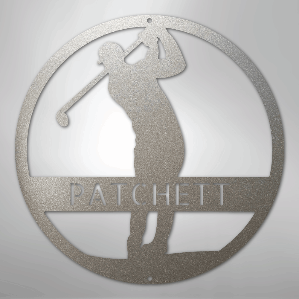 My Easy Monogram Steel Sign Silver / 12" Golfer Monogram - Steel Sign