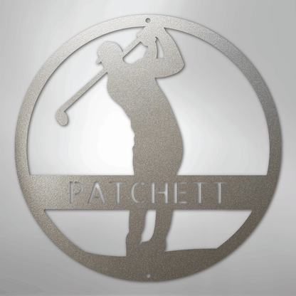 My Easy Monogram Steel Sign Silver / 12" Golfer Monogram - Steel Sign