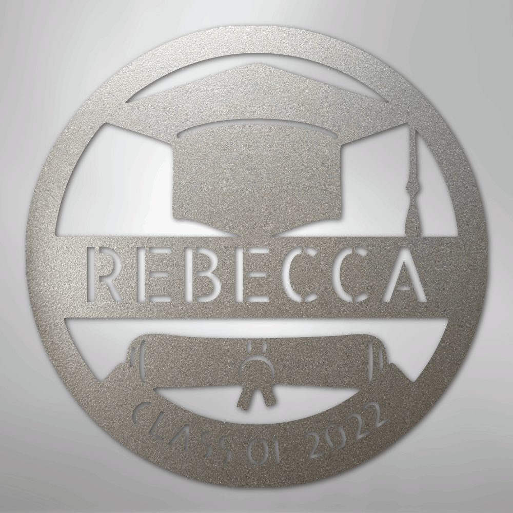 My Easy Monogram Steel Sign Silver / 12" Grad Cap Monogram - Steel Sign