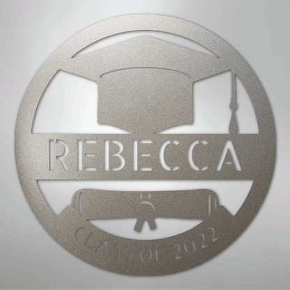 My Easy Monogram Steel Sign Silver / 12" Grad Cap Monogram - Steel Sign