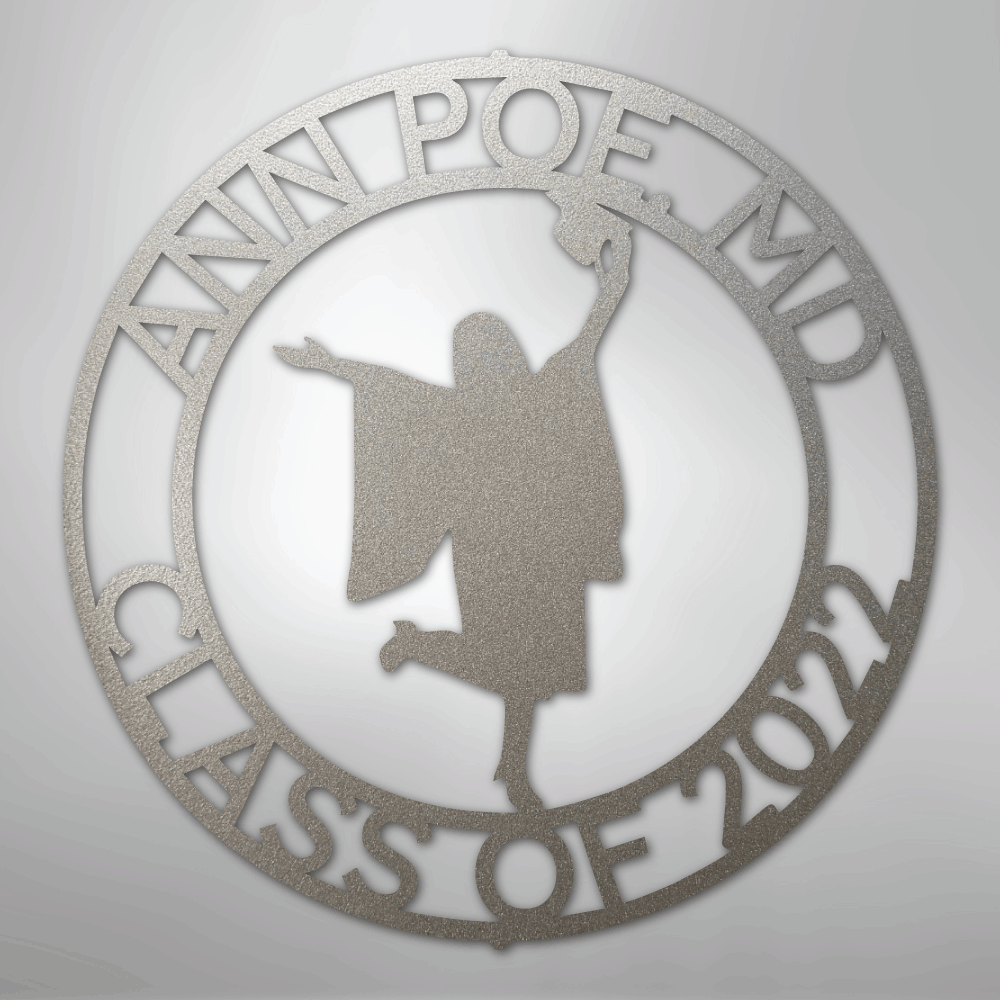 My Easy Monogram Steel Sign Silver / 12" Graduation Monogram - His and Hers - Steel Sign