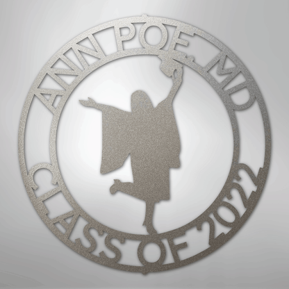 My Easy Monogram Steel Sign Silver / 12" Graduation Monogram - His and Hers - Steel Sign