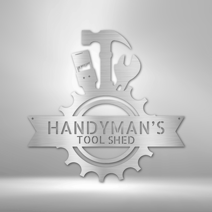 My Easy Monogram Steel Sign Silver / 12" Handyman Shop Monogram - Steel Sign