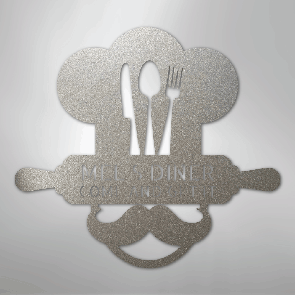 My Easy Monogram Steel Sign Silver / 12" Home Chef Monogram - Steel Sign